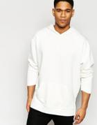 Asos Longline Oversized Hoodie With Side Splits In White - Off White