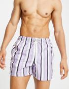 New Look Striped Swim Shorts In Purple-blues