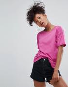 Asos Boxy T-shirt With Roll Sleeve Detail - Pink