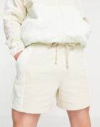 Asos Design Set Oversized Jersey Shorts In Beige & Mint Color Block-multi