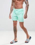 Asos Swim Shorts In Pastel Green Mid Length - Green