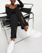 Puma Classics Ribbed Flared Pants With Split In Black