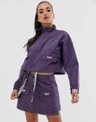 Adidas Originals Ryv Patch Pocket Cropped Jacket In Purple - Purple