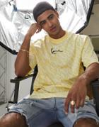 Karl Kani Small Signature T-shirt In Yellow With All Over Logo Print