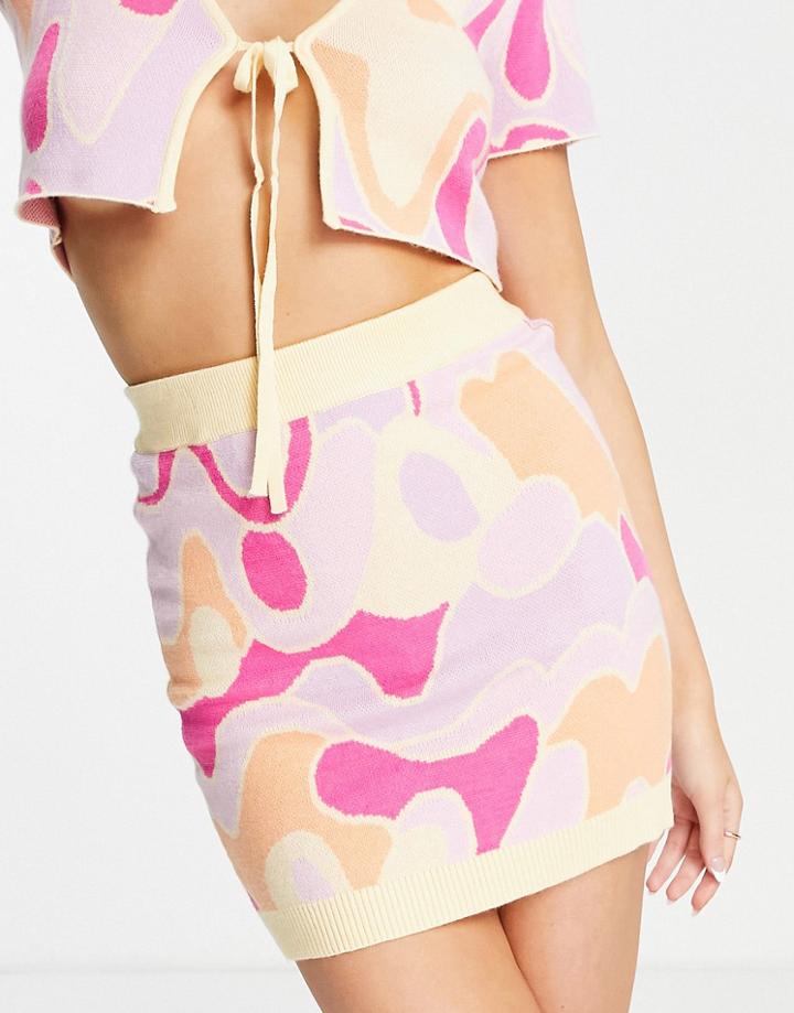 Peppermayo Knitted Mini Skirt In Psychedelic Print - Part Of A Set-multi