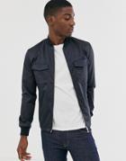 Jack & Jones Premium Zip Through Bomber Jacket In Navy - Navy