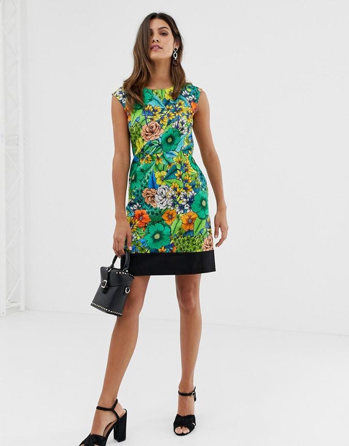 Closet Sleeveless Floral Contrast Dress - Multi