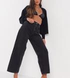 Asos Design Petite High Rise 'relaxed' Dad Jeans In Washed Black