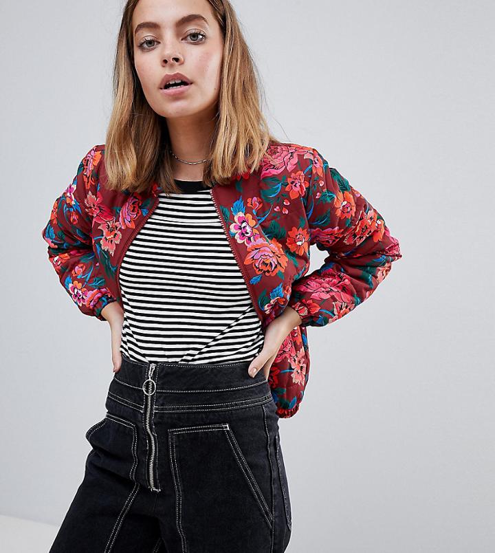 Asos Petite Floral Padded Jacket - Multi