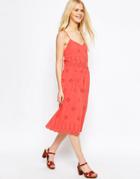 Asos Strappy Broderie Midi Sundress - Pink