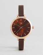 Asos Large Face Skinny Strap Watch With Tortoise Shell Affect Dial - B