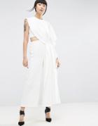 Asos White Drape Side Jumpsuit - White