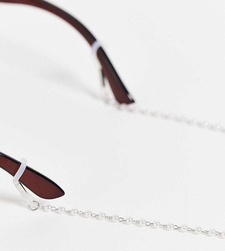 Reclaimed Vintage Inspired Sunglasses Chain In Faux Pearl-multi