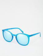 Quay Australia Round Sunglasses With Mirror Lens - Blue