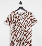 Glamorous Bloom Top With Kimono Sleeves And Ruching In Tonal Tiger Print-white