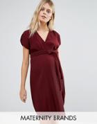 New Look Maternity Plisse Wrap Dress - Red