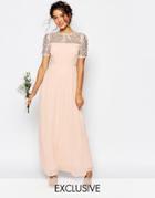 Maya Chiffon Maxi Dress With Embellishment - Pink