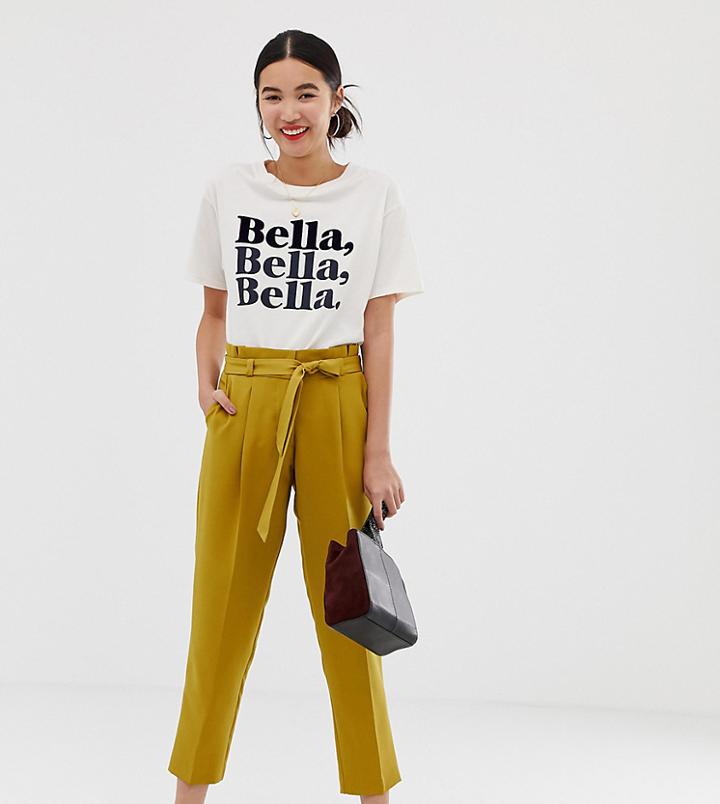 New Look Tie Waist Tapered Pants In Mustard-yellow