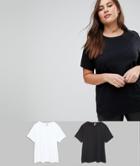 Asos Design Curve Ultimate Crew Neck T-shirt 2 Pack Save-multi