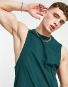 Asos Design Oversized Tank Top In Dark Green