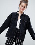 Monki Oversized Denim Jacket With Organic Cotton In Black - Black