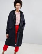 Parka London Lola Midi Wool Blend Duster Coat - Navy