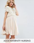 Asos Maternity Nursing Deco Embellished Skater Dress - Pink