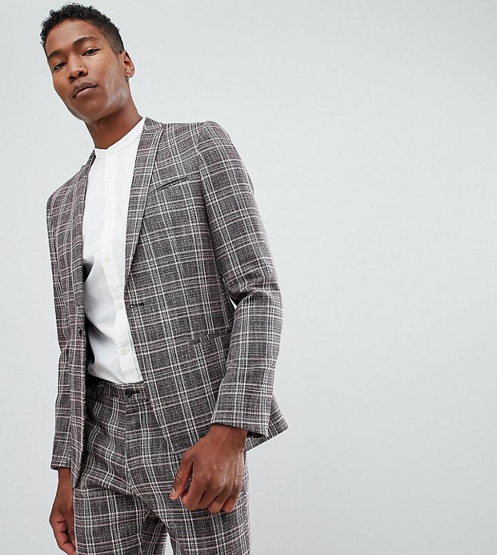 Noak Skinny Suit Jacket In Check-pink