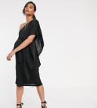 Asos Design Maternity One Shoulder Cape Midi Dress - Black