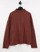 Asos Design Oversized Waffle Roll Neck T-shirt In Brown