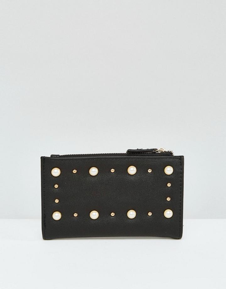 Stradivarius Pearl Detail Purse - Black
