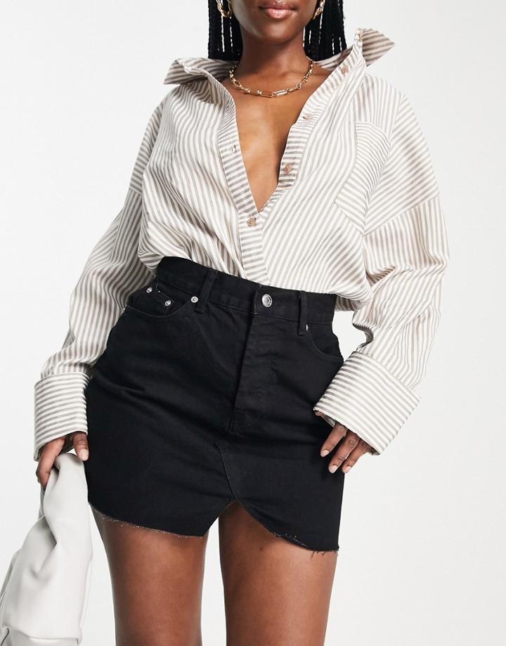 Asos Design Hourglass Denim 'original' Mini Skirt In Black