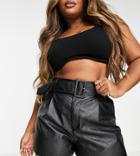 In The Style Plus X Perrie Sian Leather Look Shorts In Black