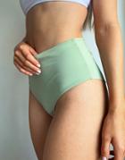 Monki Cecile High Waist Bikini Bottoms In Green