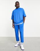 Asos Design Tapered Smart Sweatpants In Blue Scuba - Part Of A Set-multi