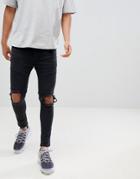 Night Addict Supper Skinny Paneled Ripped Jeans - Black