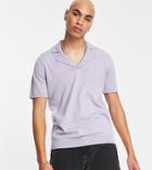 Asos Design Knitted Revere Polo Shirt In Lilac-purple