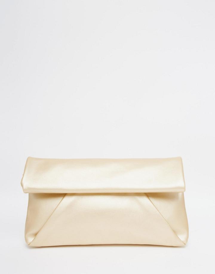 Street Level Roll Top Metallic Clutch Bag - Gold