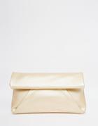 Street Level Roll Top Metallic Clutch Bag - Gold
