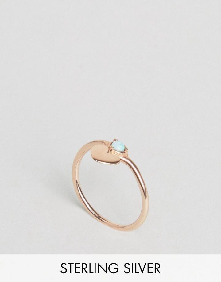 Asos Rose Gold Plated Sterling Silver Heart Ring - Copper