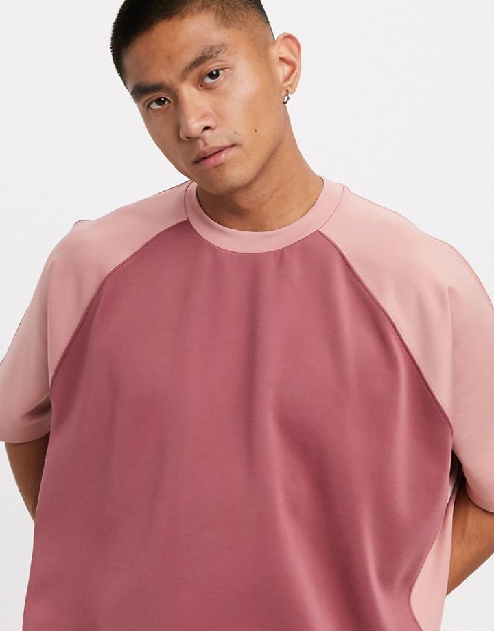 Asos Design Extreme Oversized T-shirt In Polytricot In Tonal Pink
