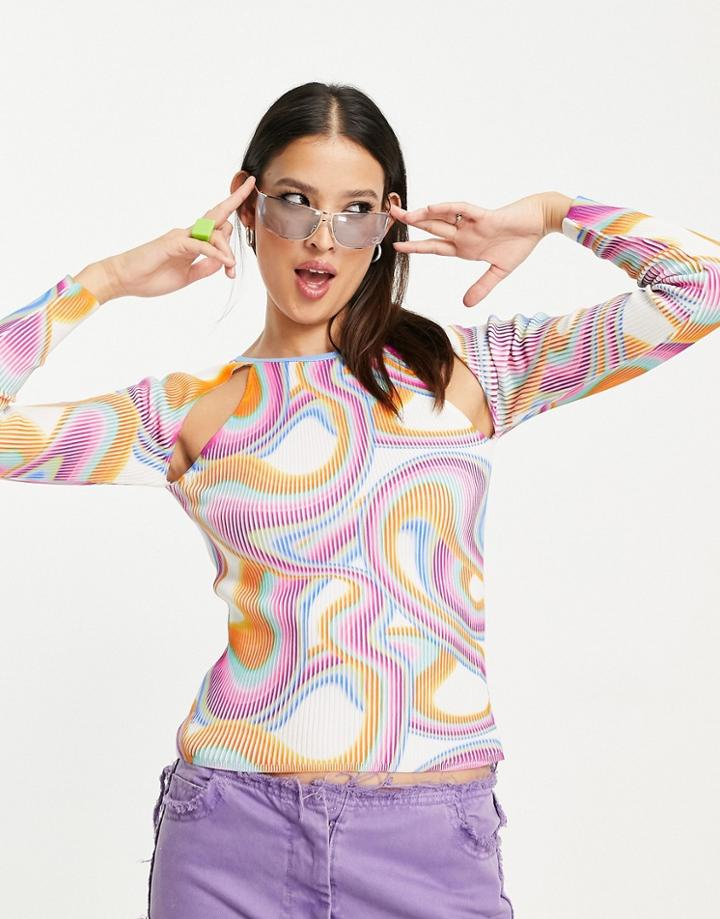 Asos Design Sweater With Multi Color Print