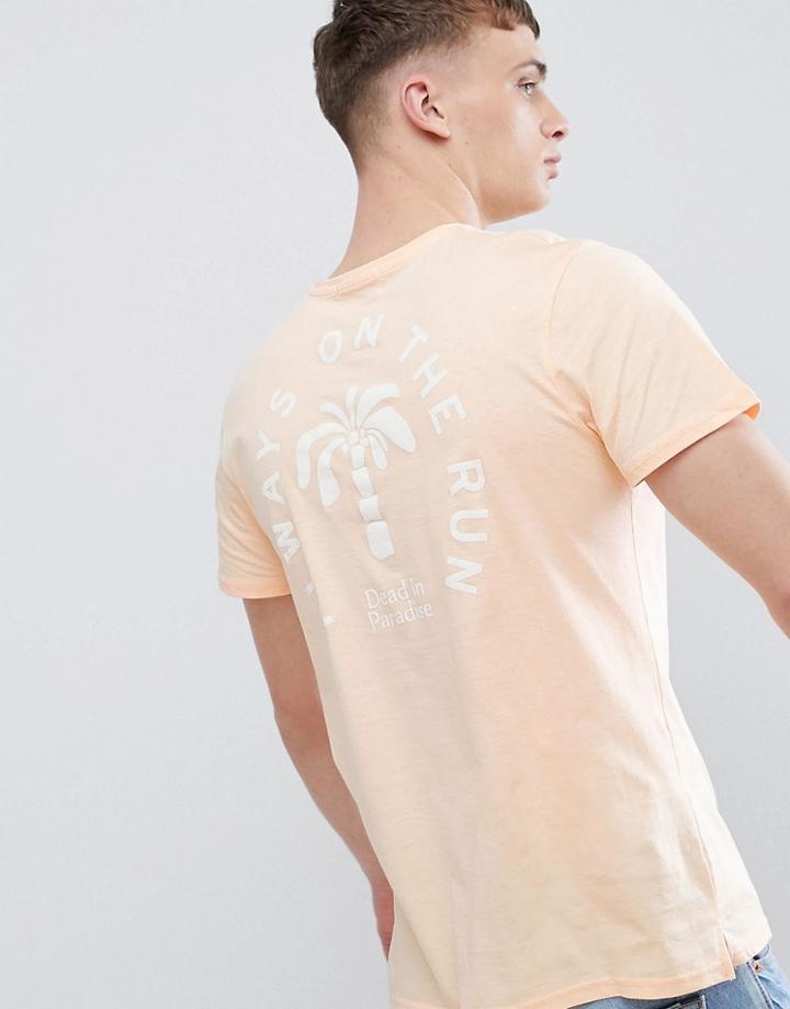 Stradivarius T-shirt In Orange With Palm Tree Back Print - Orange