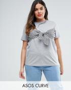 Asos Curve T-shirt With Gingham Print Bandeau - Multi