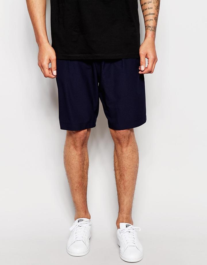 Asos Wide Leg Shorts In Navy - Navy