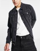 Dtt Slim Fit Denim Jacket In Gray-grey