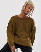 Asos Design Knitted Oversized Textured Sweater In Brown