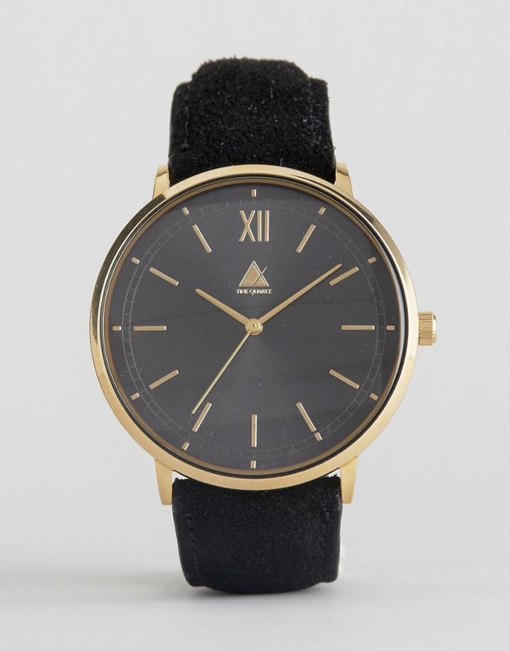Asos Watch With Suede Strap - Black