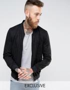 Black Phoenix Faux Suede Bomber In Black - Black
