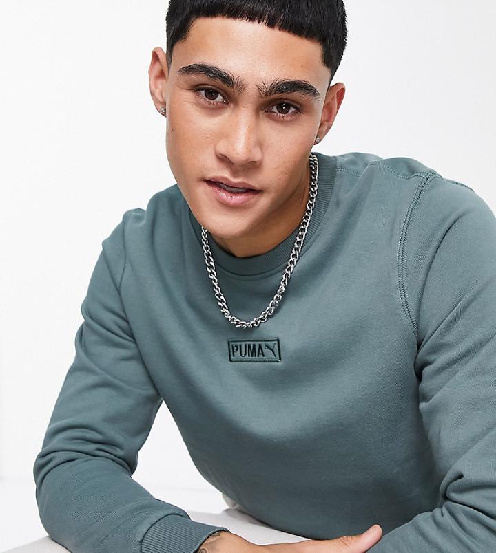 Puma Embroidered Logo Sweatshirt In Washed Gray - Exclusive To Asos
